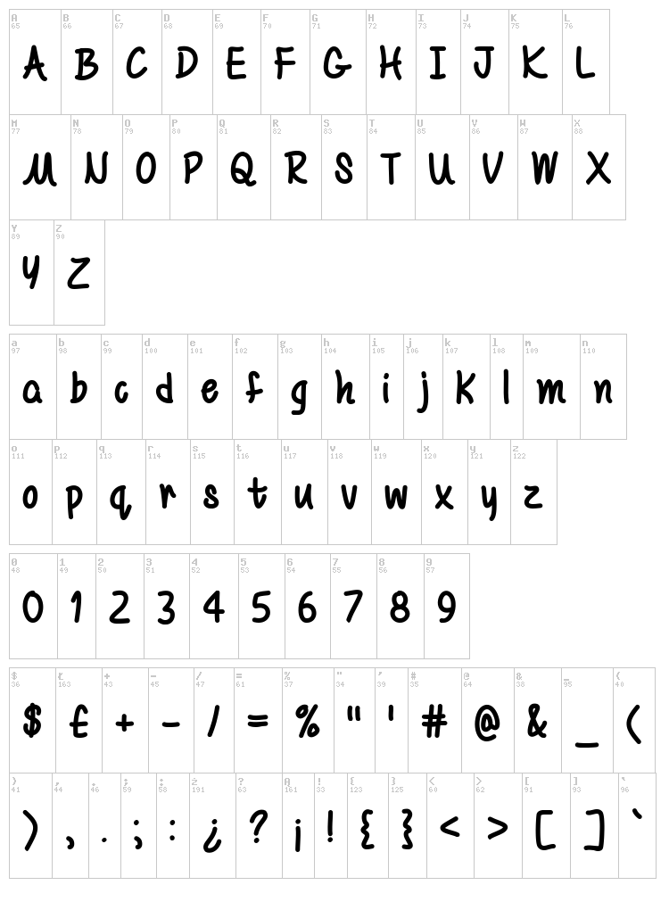 Mf Be Yourself font map